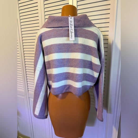 For Love&Lemons Maud Boxy Crop Sweater - Purple - Picture 7 of 9